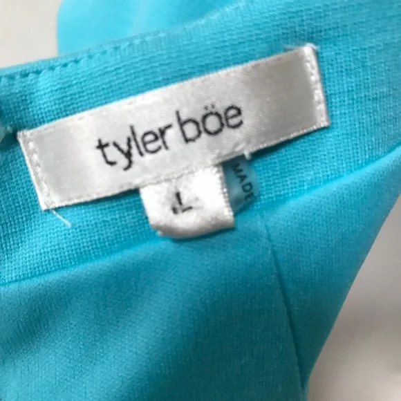 Tyler Boe Sleeveless Turquoise Belted Dress - Picture 2 of 15